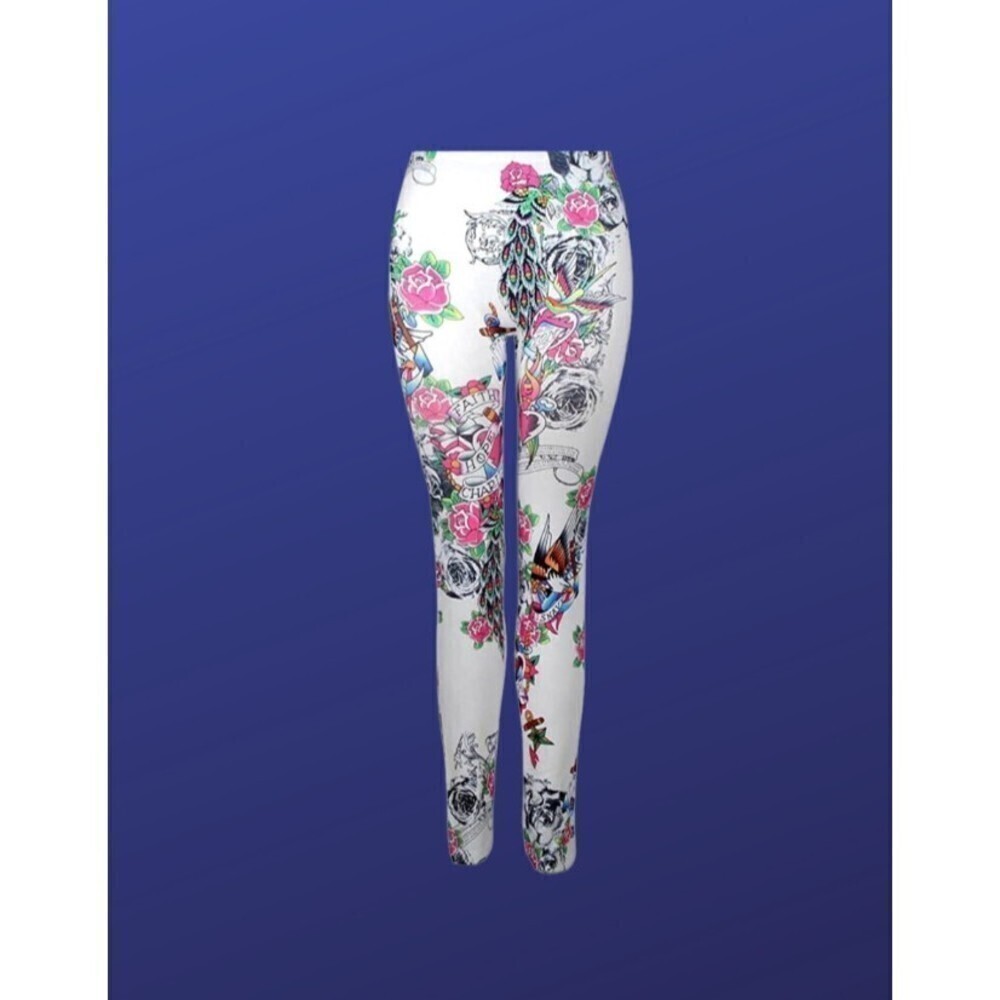 Ecosco Faith Hope Charity Tattoo Print Yoga Leggings, MULTICOLOR, Size S, NWOT